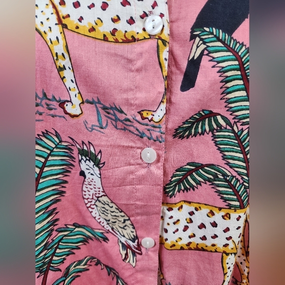 Fox & Hen Pink Animal & Leaf Print Dress Size XLarge - Picture 11 of 16